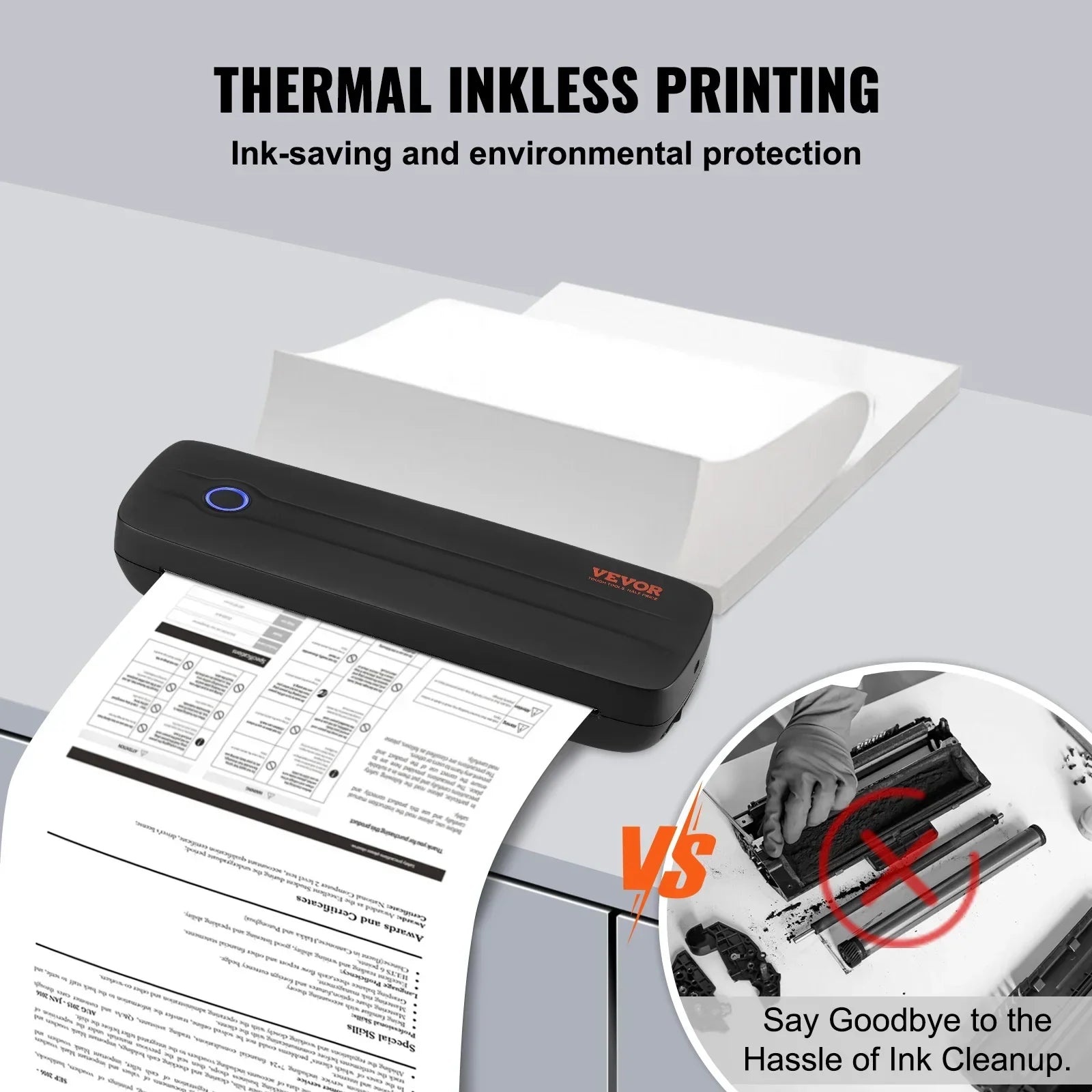 SucceBuy Portable Bluetooth Inkless Mobile Thermal Printer for A4 A5 11-2600mAh Battery Compatible with Mutiple Systems Home - Evallys.com