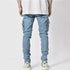 Men Street Elastic Denim Jeans Wash Solid Color Multi Pockets Cargo Pants Casual Slim Fit Daily Wear Joggers Mid Waist Trousers - Evallys.com