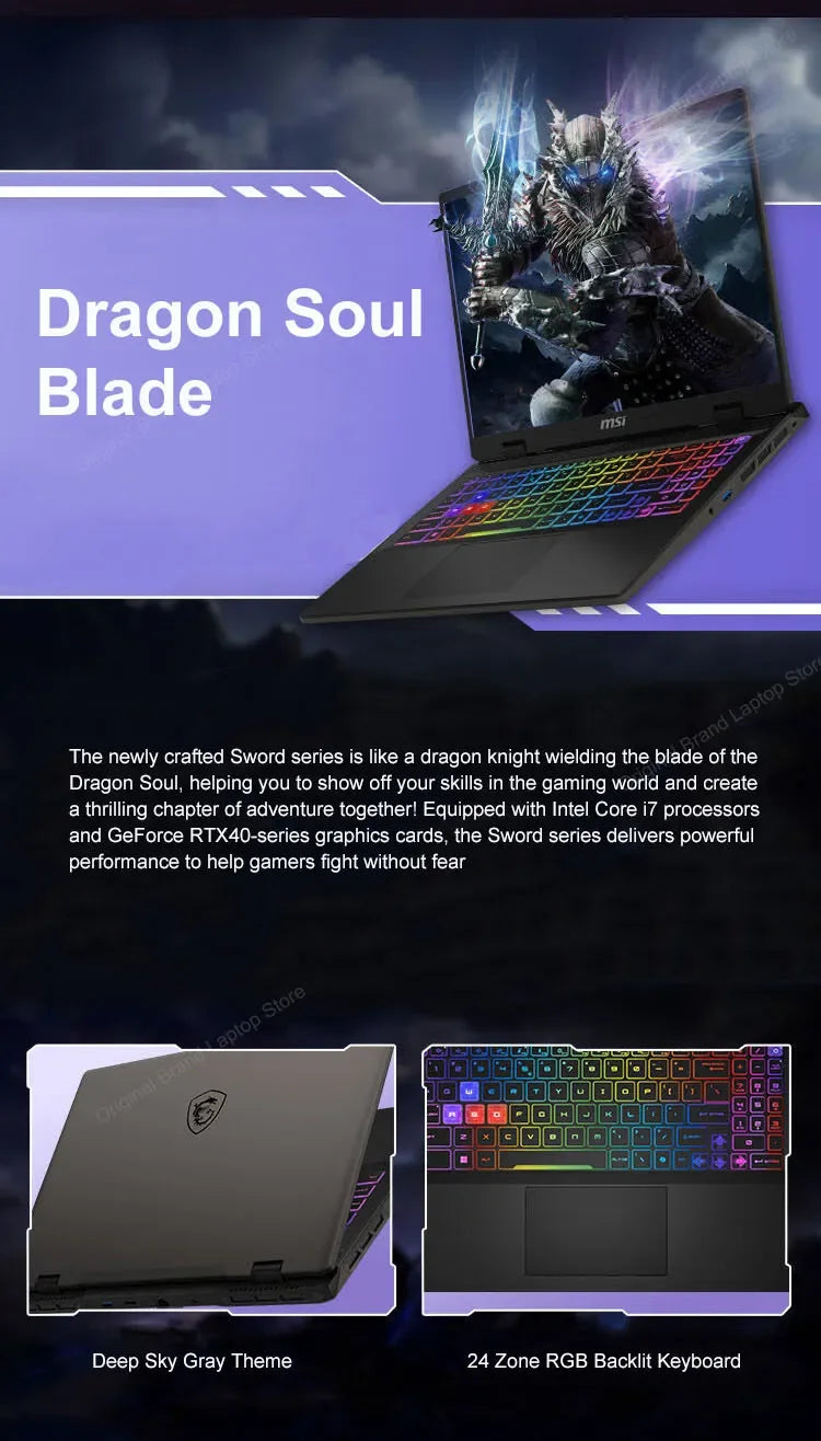 2024 MSI Sword 16 HX Laptop 16 Inch 2.5K QHD 240Hz IPS Screen Notebook i7-14700HX 16GB 1TB SSD RTX4070 Gaming Netbook Computer - Evallys.com