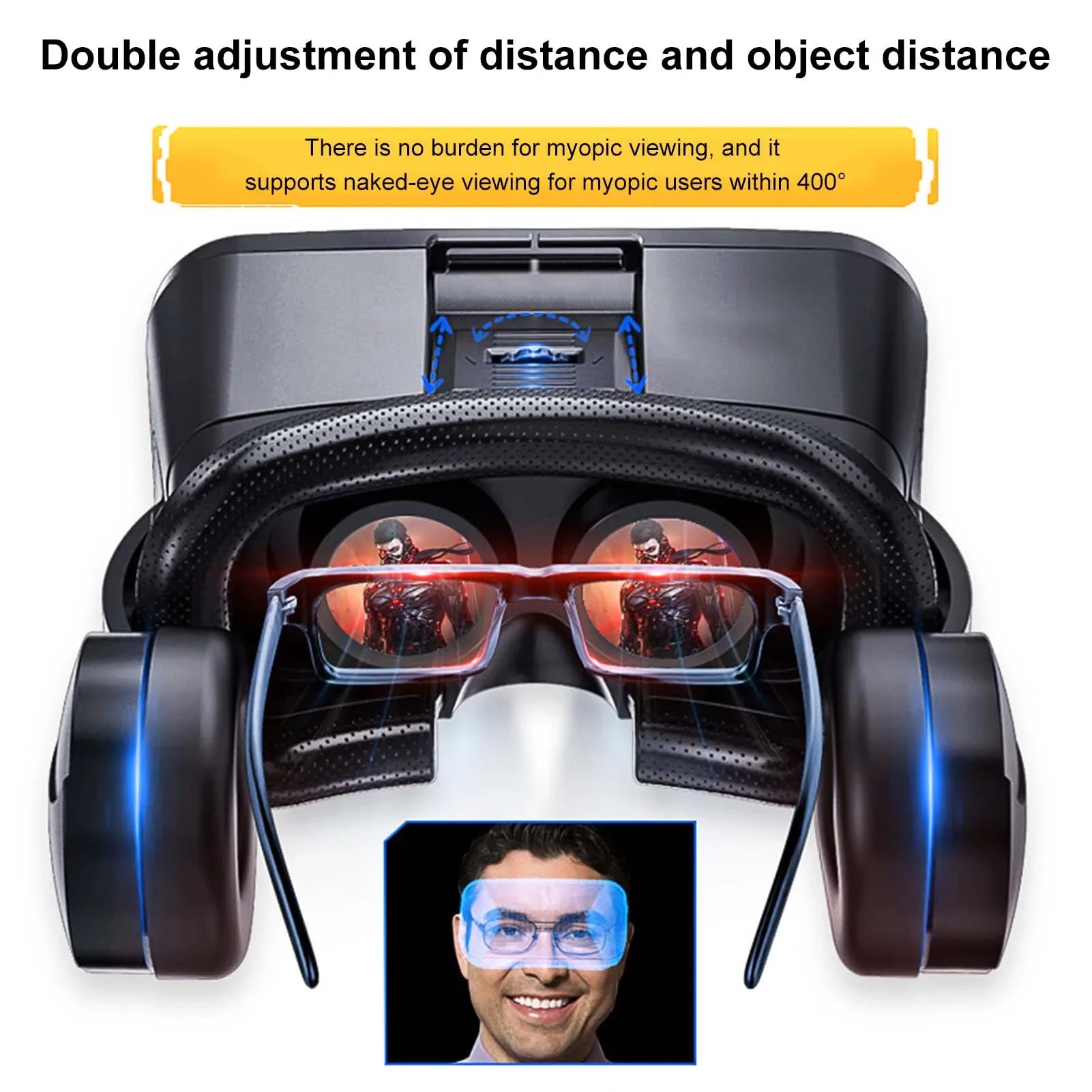 Adjustable VR Glasses HiFi Headset Immersive 3D Virtual Reality Glasses For IOS Android PC With Wireless Handle Eye Protection - Evallys.com