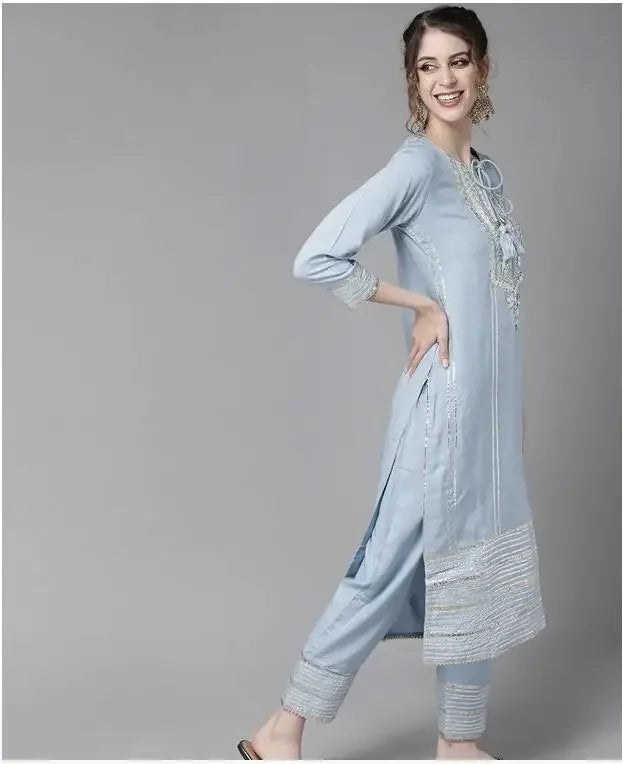 Traditional Indian Punjabi Salwar Kameez Set – Embroidered 3-Piece Outfit - Evallys.com