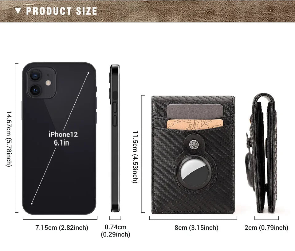 RFID Cowhide Leather Small Wallets AirTag high quality Man's Card Holders Short Wallets Money Clips Women - Evallys.com