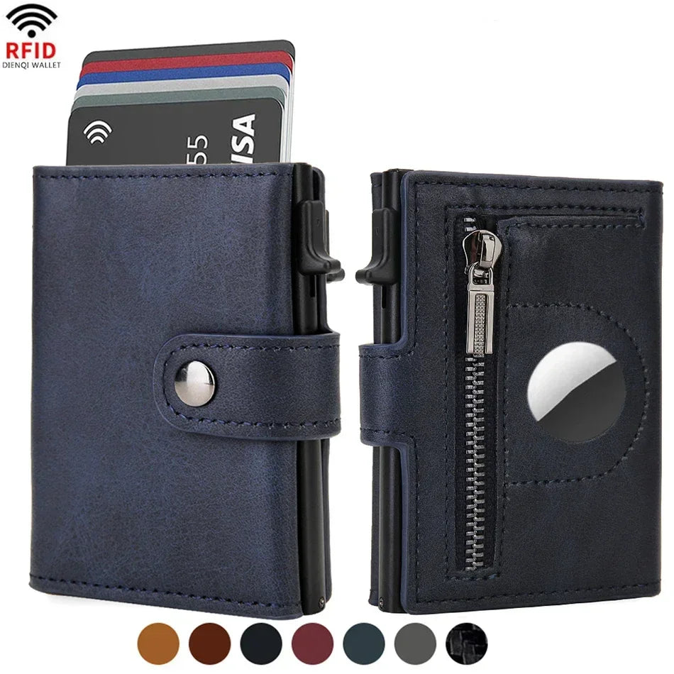 Rfid Carbon Fiber Men Wallets for Airtag Luxury Slim Mini Credit Card Holder Wallets for Men Air Tag Tracker Minimalist Purse - Evallys.com