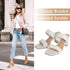 Elegant Women's Braided Heels Sandalias Fashion Strappy Square Sandals Open Toe Backless Mules Slip On Block Heeled Shoes - Evallys.com