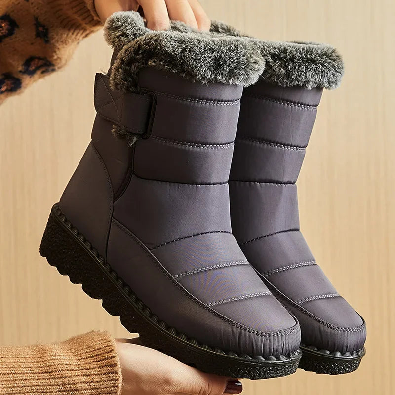 Women's Boots 2024 Trend Winter Shoes For Woman Winter Boots Ankle Low Heels Botas Mujer Waterproof Snow Boots With Fur Shoes - Evallys.com