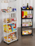 Plastic Rolling Utility Cart with Handle Storage Trolley for Office, Living Room, Kitchen, Movable Storage Organizer with Wheel