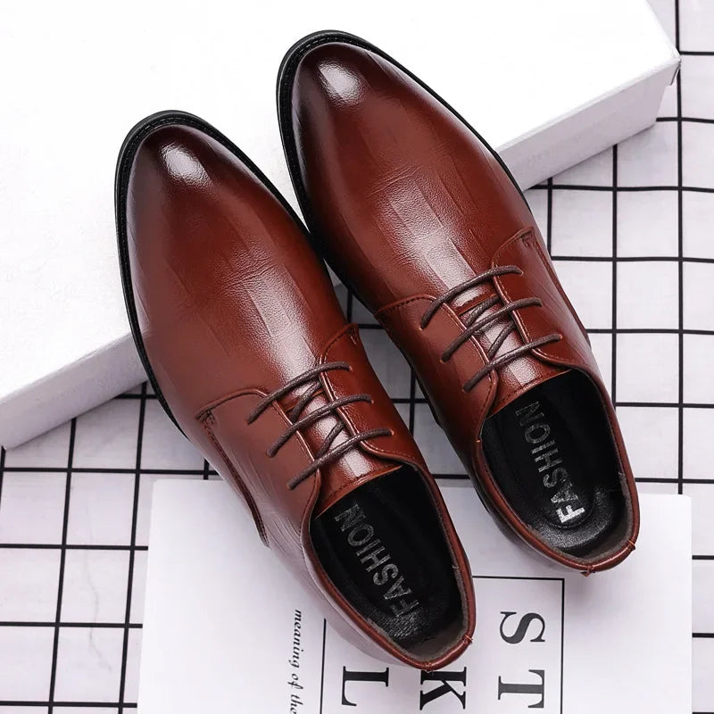 Mens Leather Dress Shoes Men's Formal Social Male Shoe Casual Business Pointed Toe Luxury Party Designer Shoes for Men - Evallys.com