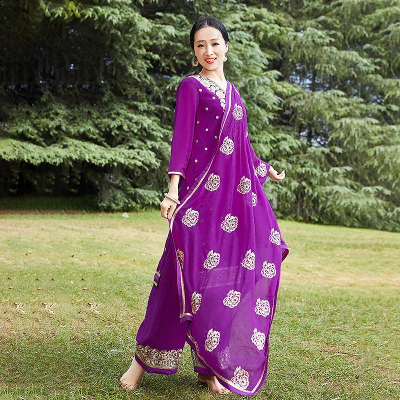 Exotic Indian Dance Dress – Ethnic Sari Style Two-Piece Set for Women - Evallys.com