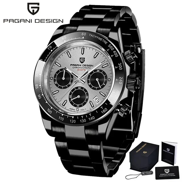 40mm New V2 PAGANI DESIGN Men's Quartz Watches Sapphire Retro Chronograph Stainless Steel Waterproof Watch Men Relogio Masculino - Evallys.com