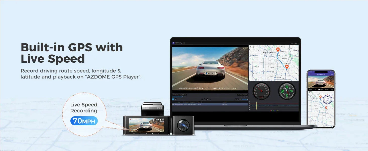 Upgrade AZDOME M550 Pro Car DVR Dash Cam 4K 5.8Ghz WiFi 2/3 Cameras Front/Cabin/Rear Cam GPS Night Vision Parking Monitor داش كا - Evallys.com