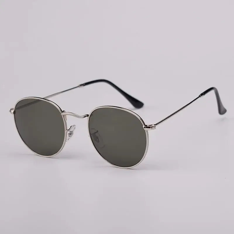 Fashion Sunglasses Men Women Eyeglasses Goggles Eyewear Shades Top Quality Round Metal Glass Lenses UV400 Sun Glasses - Evallys.com