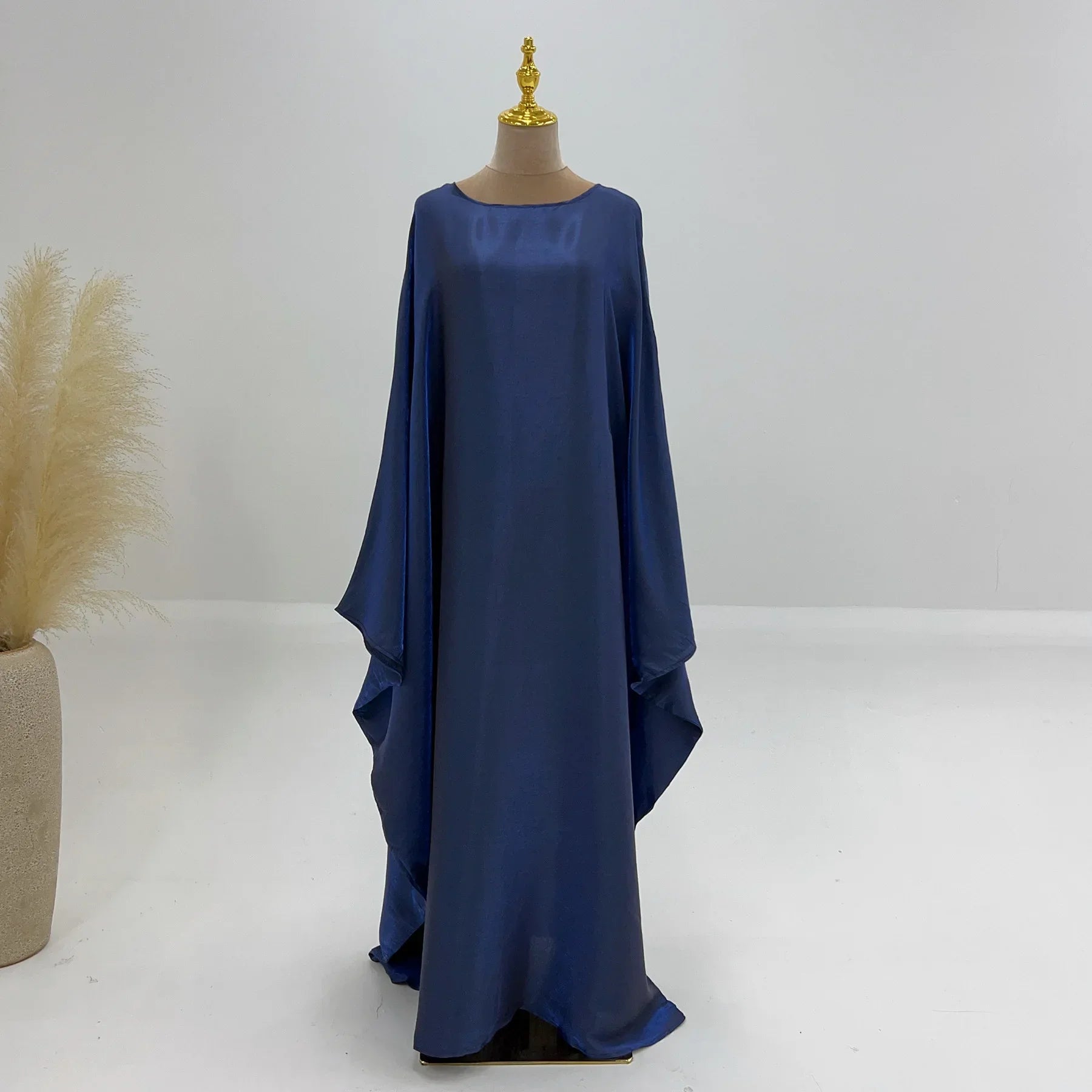 Eid Ramadan Batwing Butterfly Satin Abaya Dubai Luxury Muslim Kaftan Maxi Dress Women Kebaya Robe Caftan Marocain Femme Vestidos - Evallys.com