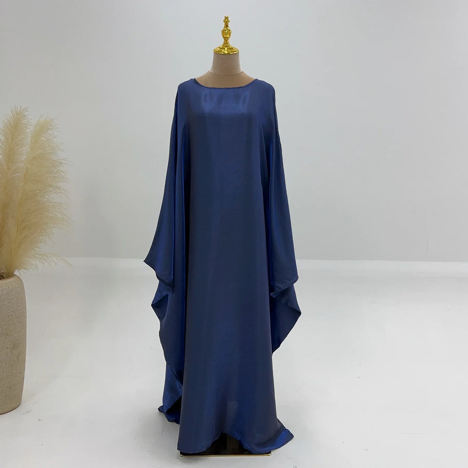 Eid Ramadan Batwing Butterfly Satin Abaya Dubai Luxury Muslim Kaftan Maxi Dress Women Kebaya Robe Caftan Marocain Femme Vestidos - Evallys.com
