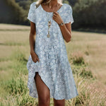 Ethnic Print O-Neck Midi Dress – Summer Casual Beach Vacation Wear - Evallys.com