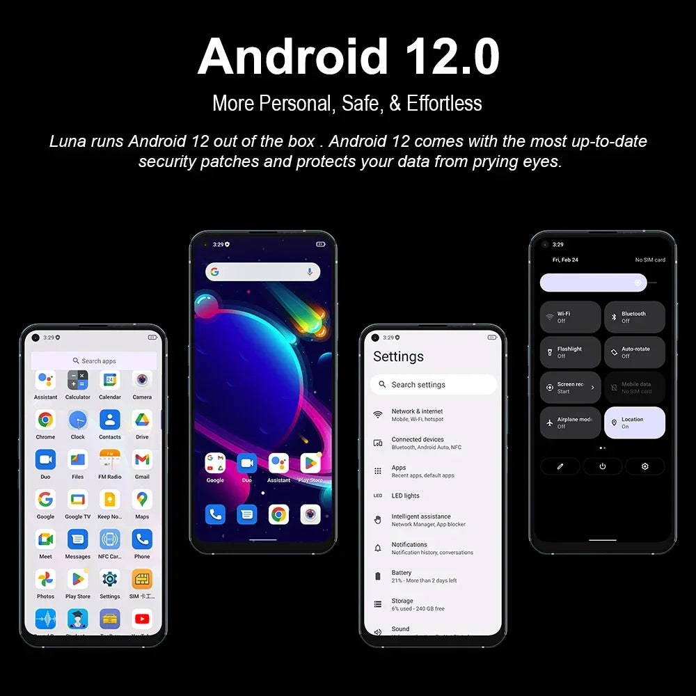 Unihertz Luna Smartphone Rhythm Ambient LED strip Music Phone 8GB RAM 256GB ROM 108MP G99 Mobile Phone Night Vision Cellphone - Evallys.com