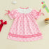Toddler Girl Birthday Dress with Puff Sleeves and Embroidered Letters Smocked Summer Party Dress for Baby Girls - Evallys.com