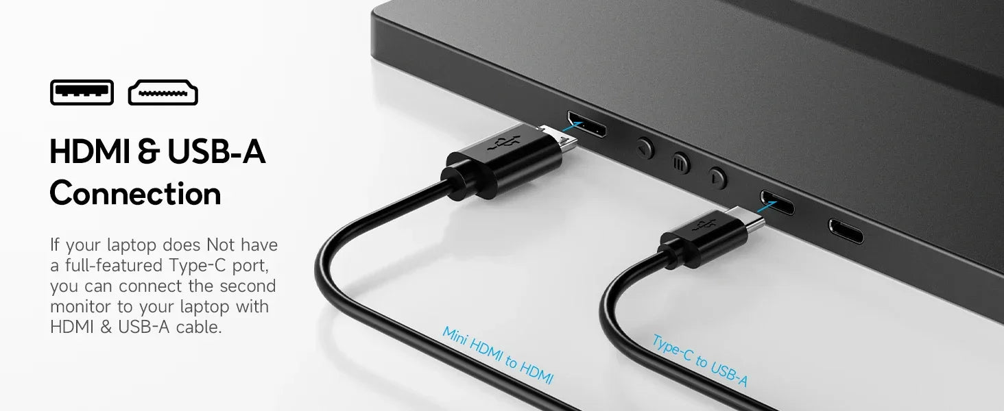 Dopesplay 14.1inch Portable Monitors 1200P FHD IPS Single Dual Second Screen Extender Display For Phone PC Mac 13.3-17" Laptops - Evallys.com