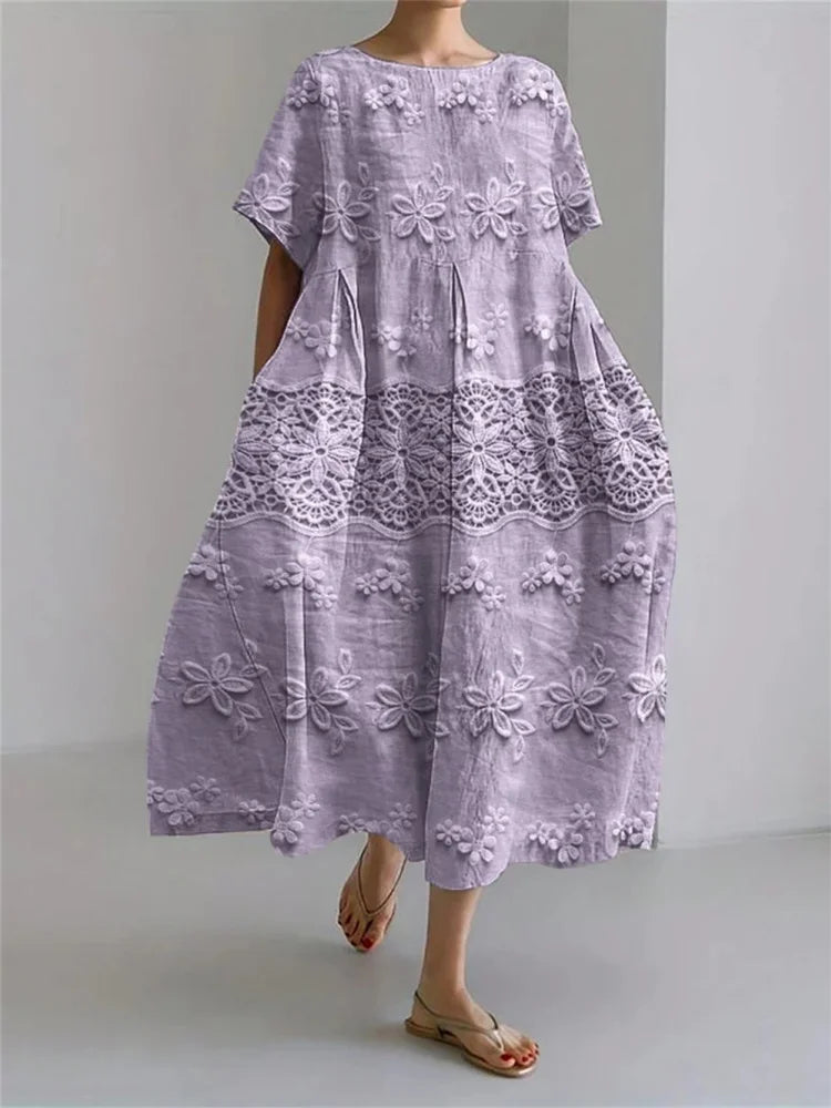 Harajuku Floral Print Women’s Dress – Loose Fit Ankle-Length Casual - Evallys.com