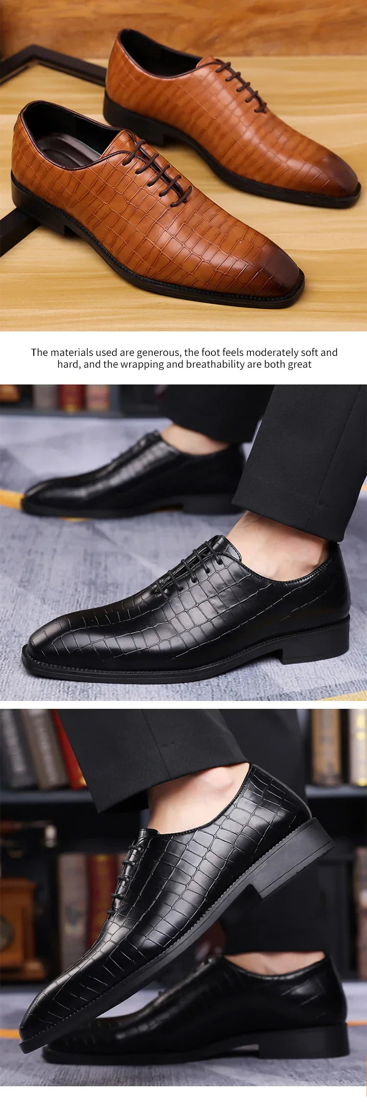 Luxury Men’s Leather Brogue Oxford Shoes – Formal Dress & Office - Evallys.com
