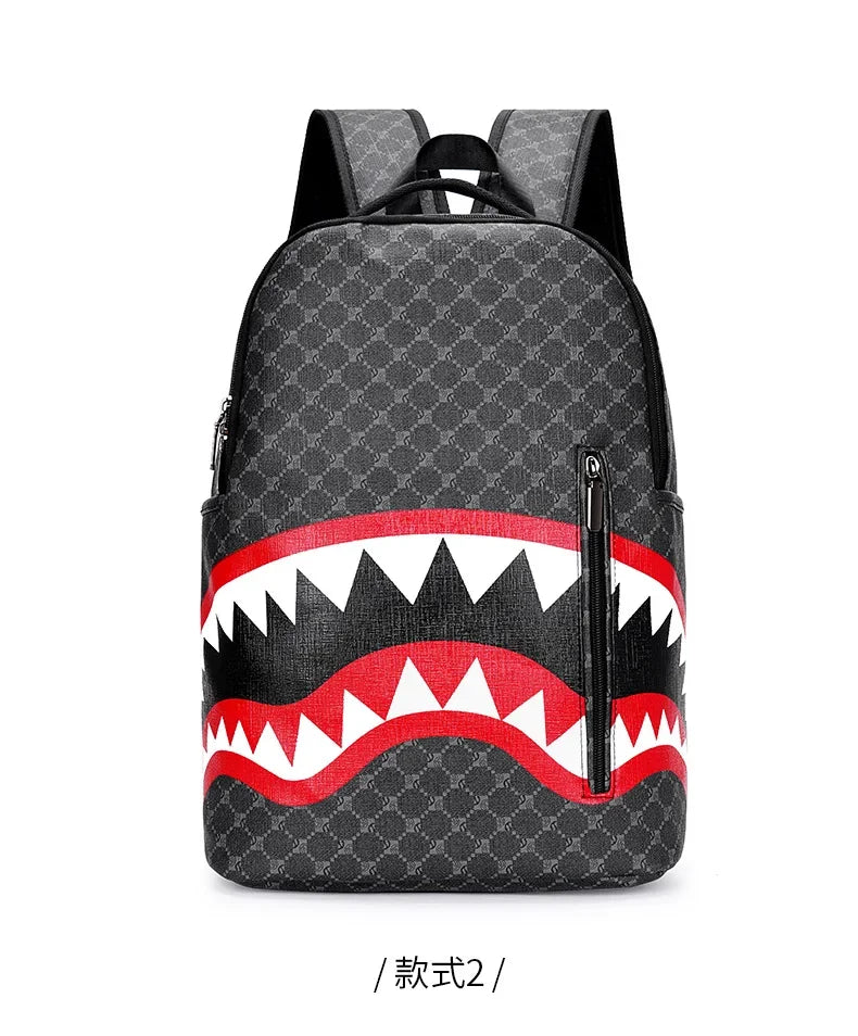Shark Mouth Plaid Backpack – Large Laptop Bag for School & College - Evallys.com
