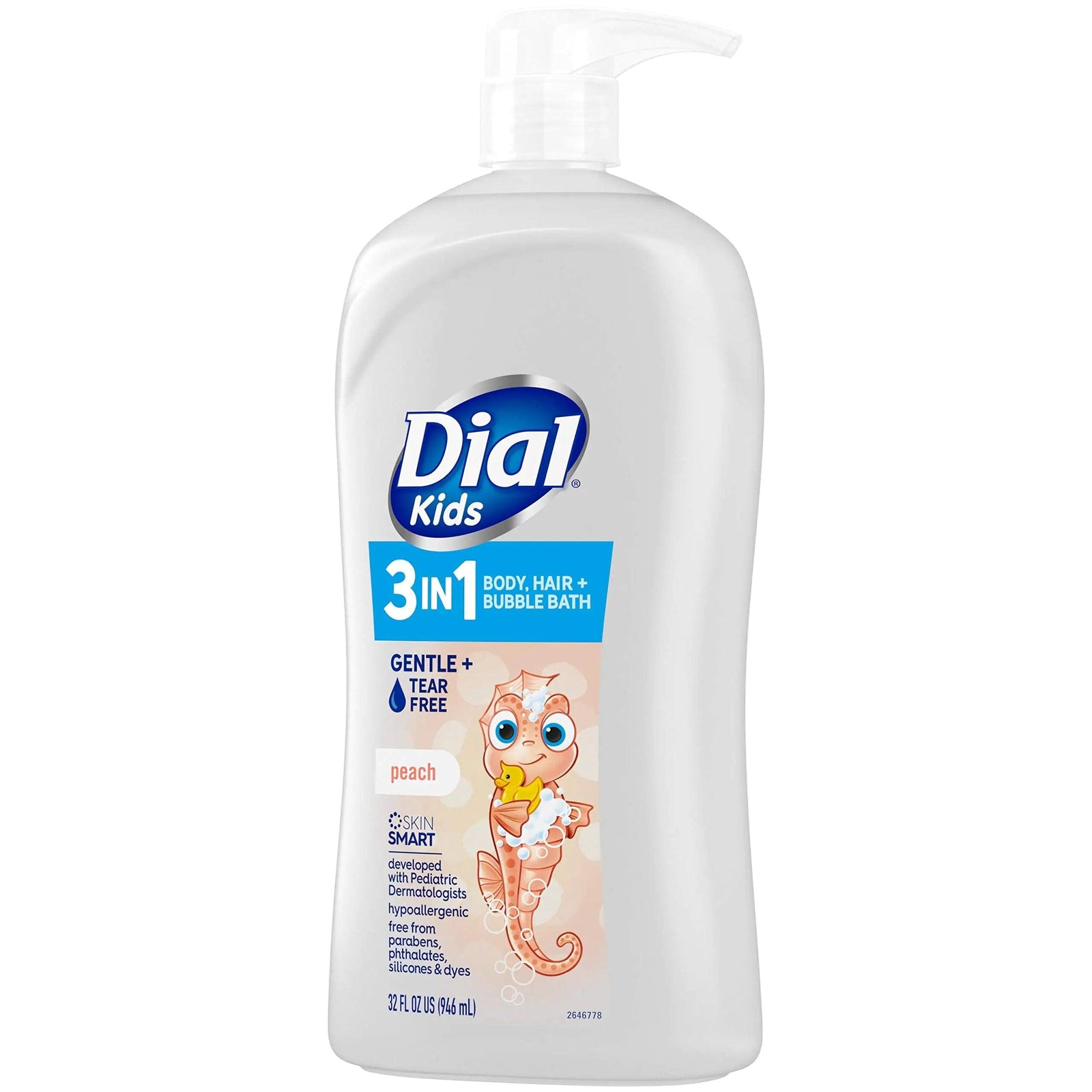 Dial Kids 3-in-1 Body+Hair+Bubble Bath, Peach, 32 fl oz 32 Fl Oz (Pack of 1) - Evallys.com # #