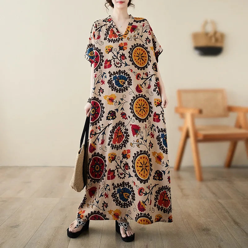 Bohemian Summer Maxi Dress – Vintage Loose Beach Streetwear - Evallys.com