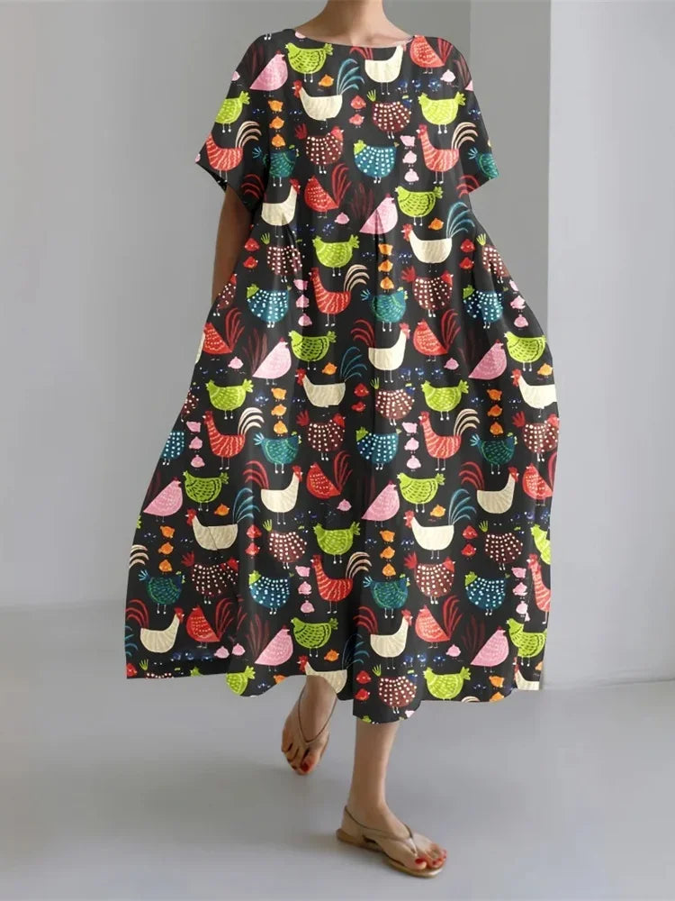 3D Printed Women’s Crew Neck Dress – Harajuku Street Party Wear - Evallys.com