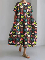 3D Printed Harajuku Dress – Women’s Mid-Calf Casual Party Wear - Evallys.com