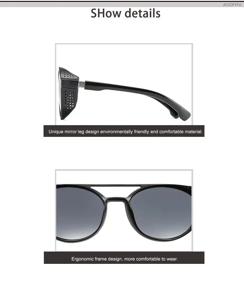 Men Fashion Round punk Sunglasses Women/Men 2022 Vintage Round Sun Glasses High Quality Brand Designer Sunglass de sol UV400 - Evallys.com