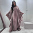 Eid Ramadan Batwing Butterfly Satin Abaya Dubai Luxury Muslim Kaftan Maxi Dress Women Kebaya Robe Caftan Marocain Femme Vestidos - Evallys.com