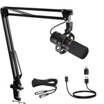 XLR/USB Dynamic Microphone Kit, PC Microphone for Streaming, Podcasting, Gaming, RGB, Mute and Noise Cancelling Function, Volume - Evallys.com