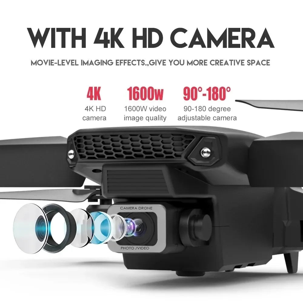2024 E88Pro RC Drone 4K Professinal With 3 Battery 1080P Wide Angle HD Camera Foldable Helicopter WIFI FPV Height Hold Gift Toy - Evallys.com