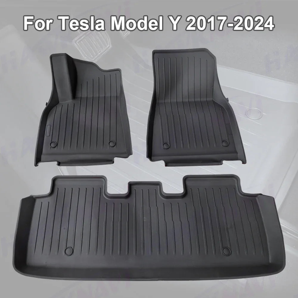 Hawknavi TPE Foot Pads for Tesla Model Y Waterproof Floor Mats Non-slip Model Y Car Interior Accessories - Evallys.com