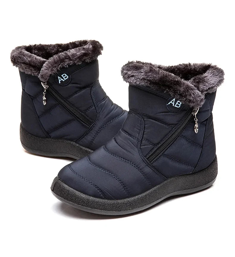 Women's Boots Women's Ankle Boots With Fur Winter Shoes Women Low Heels Winter Boots Snow Waterproof Botas Mujer Winter Footwear - Evallys.com