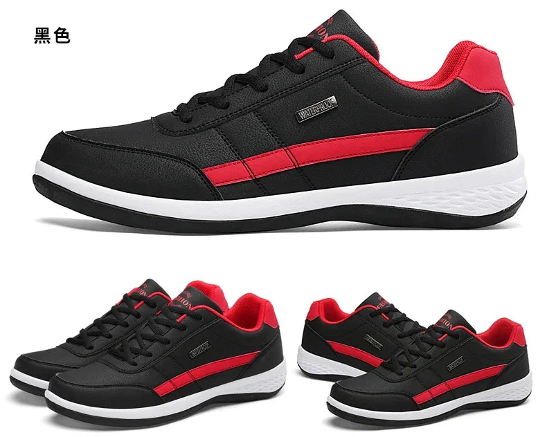 PUAMSS Men’s PU Leather Sneakers – Breathable Casual Non-Slip Shoes - Evallys.com