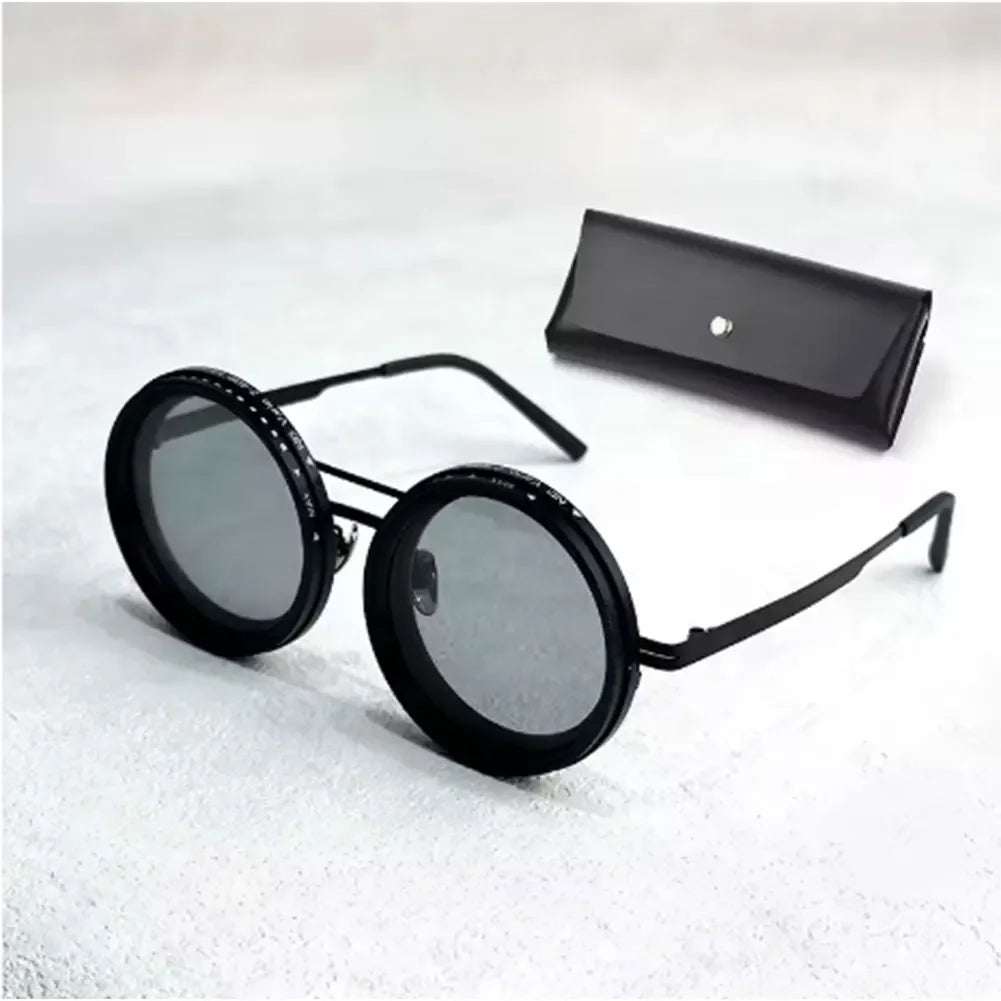 ND9 adjustable dimming sunglasses Retro Punk round men's outdoor fishing UV400 polarized driving sunglasses for Driving Fishing - Evallys.com