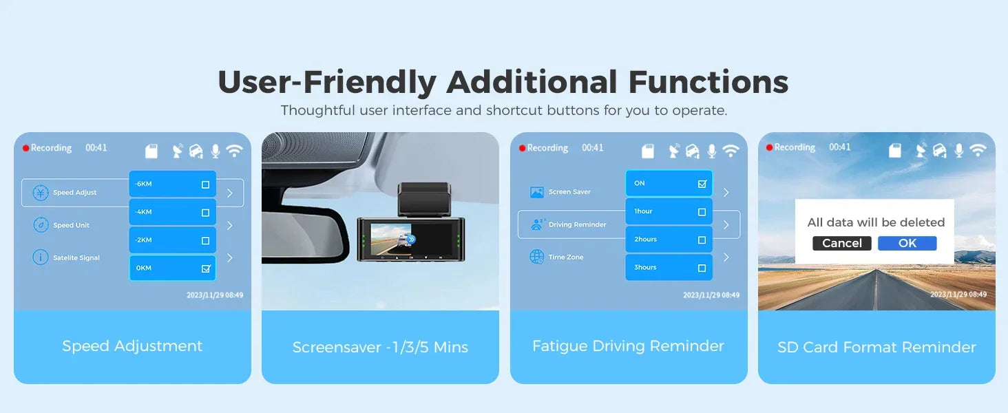 Upgrade AZDOME M550 Pro Car DVR Dash Cam 4K 5.8Ghz WiFi 2/3 Cameras Front/Cabin/Rear Cam GPS Night Vision Parking Monitor داش كا - Evallys.com