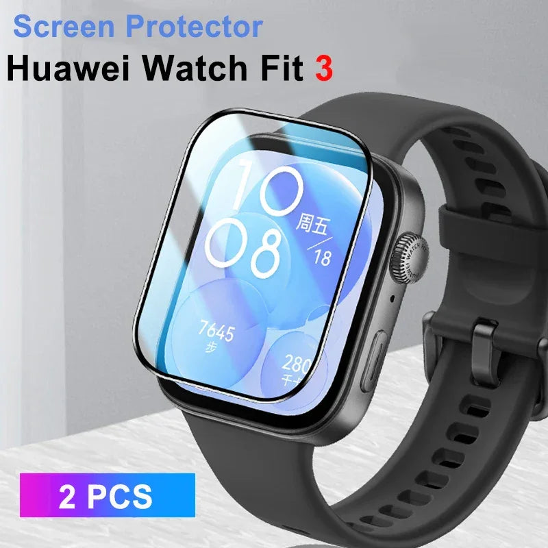 Soft Glass For Huawei Watch Fit 3 Cover Smartwatch 9D full Film Anti-Scratch tempered Screen Protector huawei watch fit2 Curved - Evallys.com