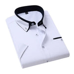 TFETTER Summer Business Shirt Men Short Sleeves Button Up Shirt Turn-down Collar Casual Shirts Mens Clothing Plus Size 5XL - Evallys.com