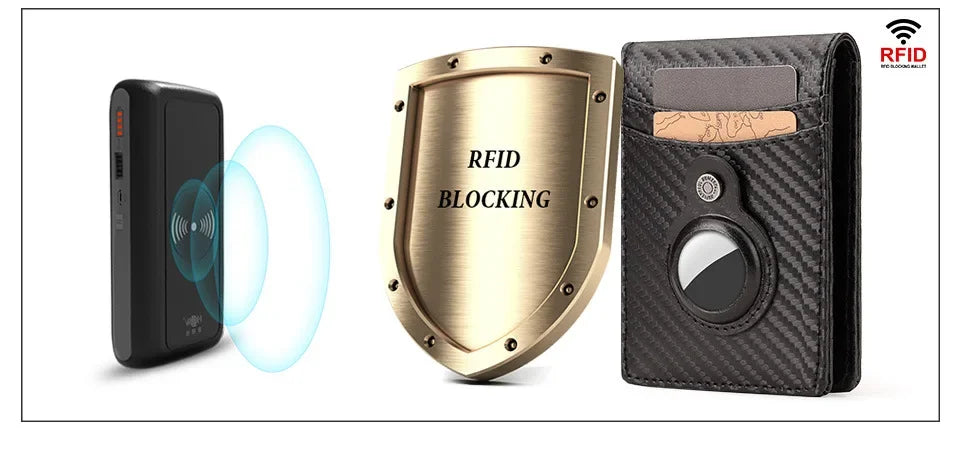 RFID Cowhide Leather Small Wallets AirTag high quality Man's Card Holders Short Wallets Money Clips Women - Evallys.com