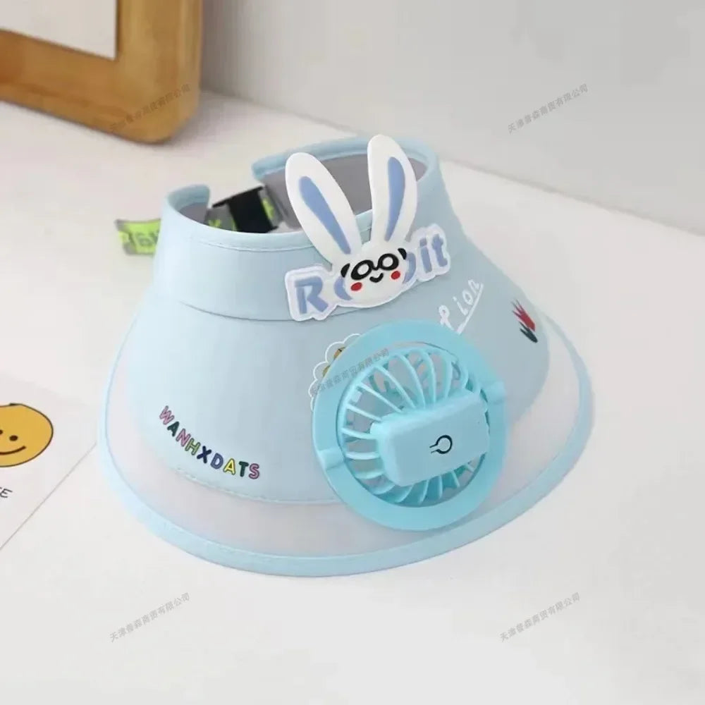 USB Rechargeable Sun Hat with Built-in Fan Children's Summer Adjustable Fan Cap Sunscreen Hat Kids Outdoor Sunshade Accessories - Evallys.com