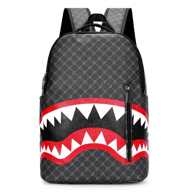 Shark Mouth Plaid Backpack – Large Laptop Bag for School & College - Evallys.com