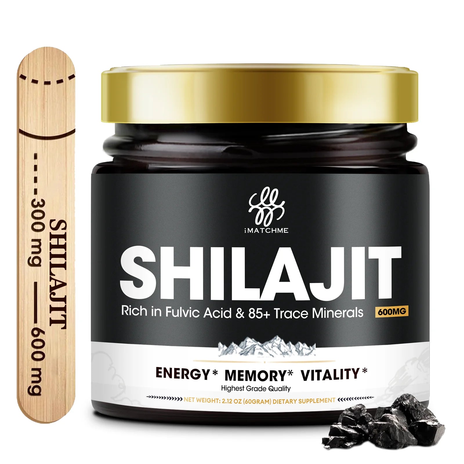 Pure Shilajit Supplement 85+ Minerals & Fulvic Acid for Energy & Brain