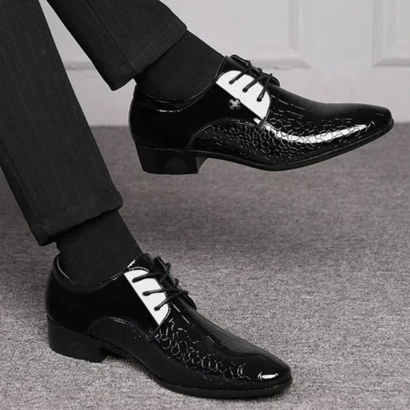 Luxury Men’s Patent Leather Business Shoes – Formal Wedding Oxfords - Evallys.com