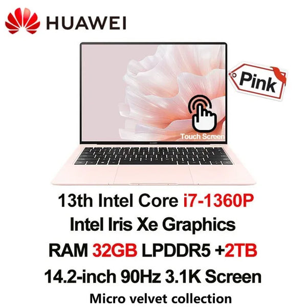 2023 HUAWEI MateBook X Pro Laptop 14.2 Inch i7-1360P 16/32GB 1/2TB 3.1k Touch Screen Notebook Primary Color HDR LTPS PC Computer - Evallys.com # #