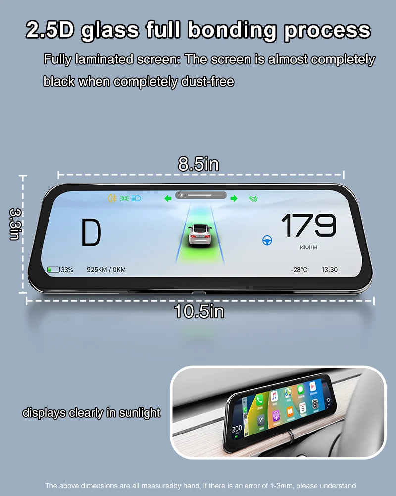 Onlysay Hud Head-Up Display Korean Support Wireless CarPlay OTA Update 9.6 Inch Instrument Display For Tesla Model 3 Y