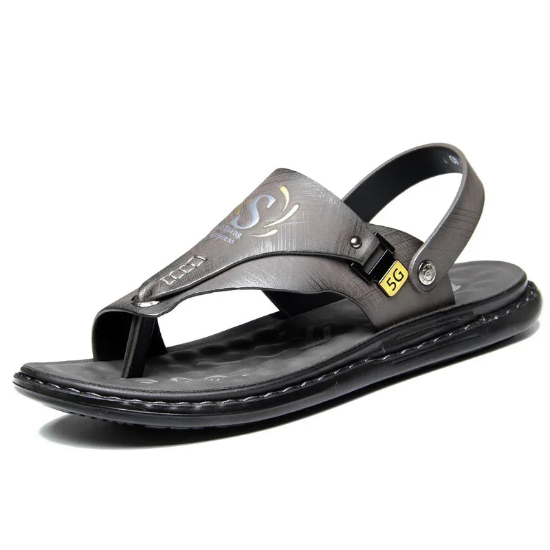 Men’s Summer Casual Leather Sandals – Designer Outdoor Leisure Shoes - Evallys.com