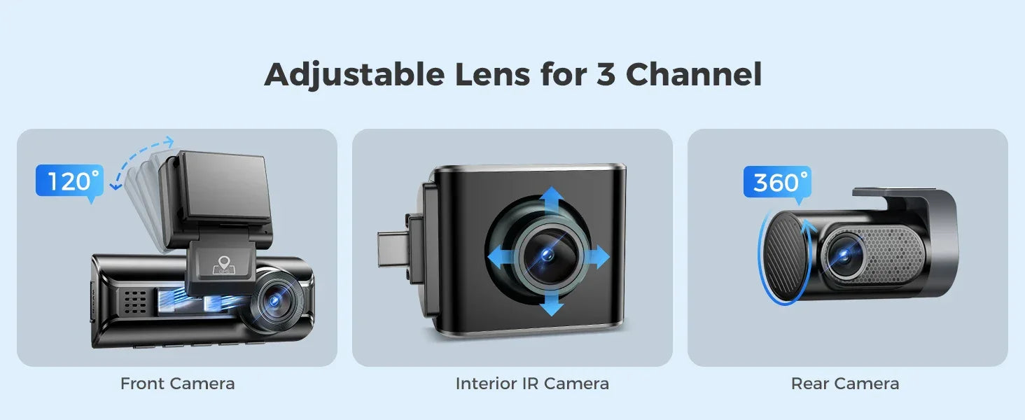 Upgrade AZDOME M550 Pro Car DVR Dash Cam 4K 5.8Ghz WiFi 2/3 Cameras Front/Cabin/Rear Cam GPS Night Vision Parking Monitor داش كا - Evallys.com