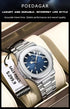 POEDAGAR Luxury Casual Watch Top Brand Fashion Square Dial Stainless Steel Calendar Luminous Waterproof Men Watch Male Clock+Box - Evallys.com