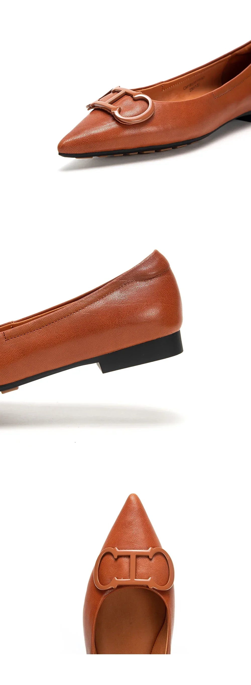 Women’s Retro Pointed Toe Flats – Classic PU Leather Office Shoes - Evallys.com